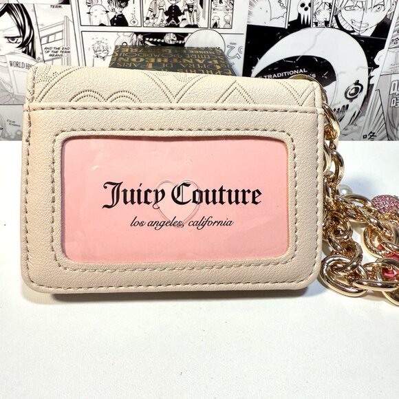 Juicy Couture Sandstone Top Notch Card Case Key Fob Wallet + Chunky Chain NWOT - Picture 4 of 5